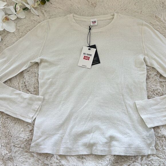 Re/Done '90s Baby Long-Sleeve in Vintage White Size M - Picture 6 of 12